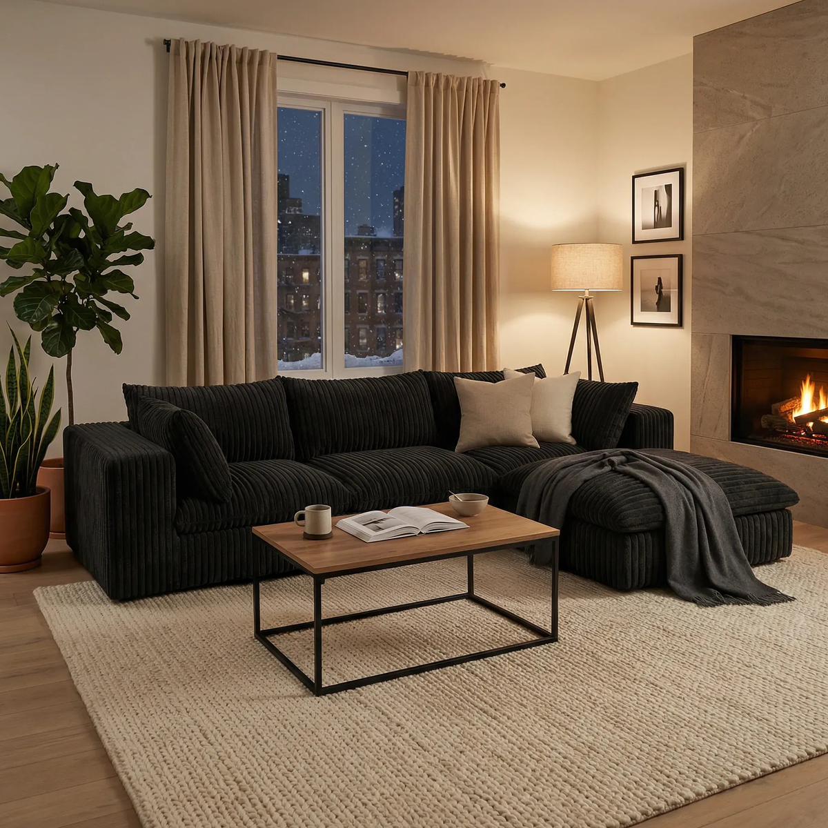 The Brullos (3 piece w/ ottoman - black version)