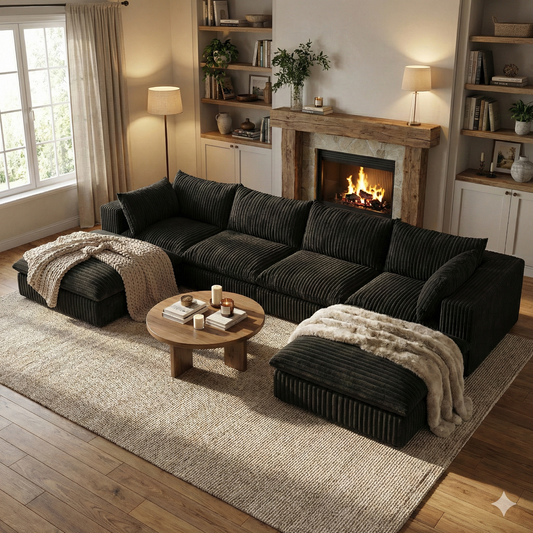 The Brullos (4 piece w/ 2 ottomans - black)