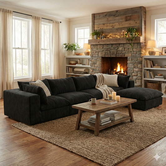 The Brullos (4 piece w/ 1 ottoman - black)